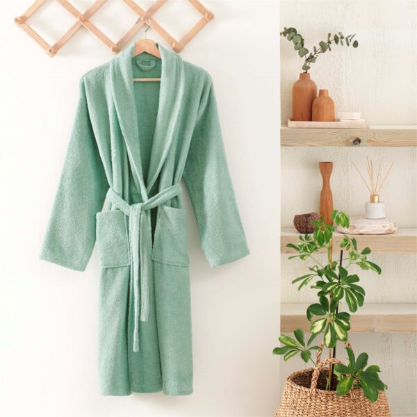 Taç Cotton Shawl Collar Bathrobe Mint