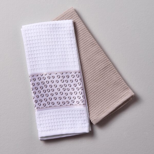 Linens Alvia Cotton 2-Piece Kitchen Towel Set Stone