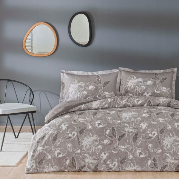 The Tac Satin Hadley King Size Duvet Set Gray